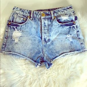 High rise distressed jean shorts